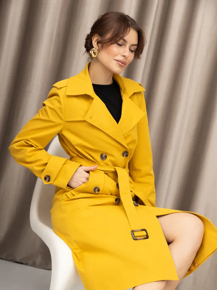 Damen Trenchcoat Doppelter Knopfleiste Taillengürtel Norvielle