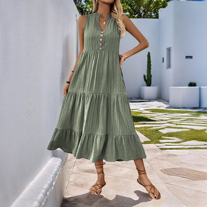 Damen Maxikleid mit Knöpfen Lässiger Schnitt Norvielle