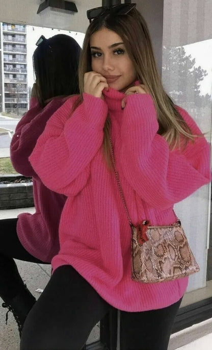 Damen Strickpullover Rollkragen Hochgeschlossen Norvielle