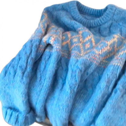 Damen Grobstrickpullover Nordisches Muster Weich Norvielle