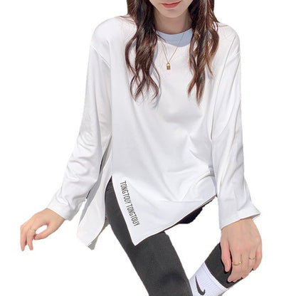 Damen Longsleeve-Shirt Asymmetrischer Schnitt Durchgehendes Design