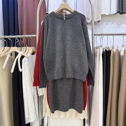 Damen Strickpullover-Kleid mit hohem Kragen und Reißverschluss