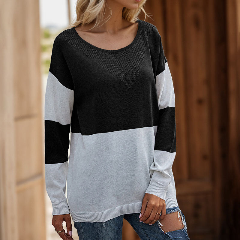 Damen Strickpullover Norvielle Rundhals Blockdesign