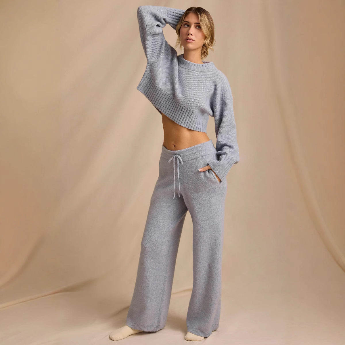 Damen Strick-Loungewear-Set Cropped Norvielle