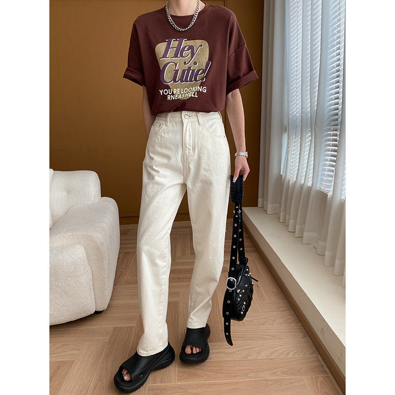 Damen Oversized T-Shirt Weiches Material Auffälliger Druck Norvielle