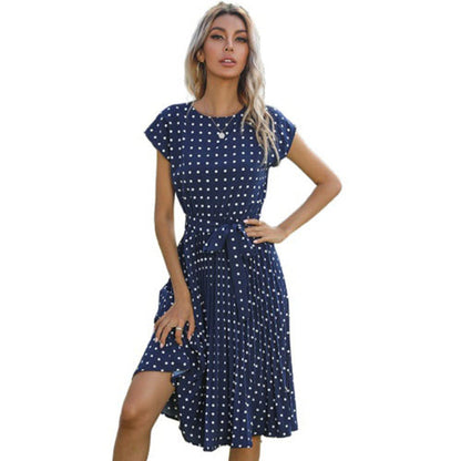 Damen Midi-Kleid Taillierbarer Gürtel Punkte Norvielle