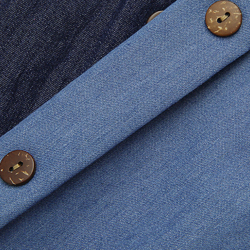 Damen Denim-Rock Lang Knopfdetails