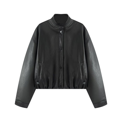 Damen Kunstlederjacke Stehkragen Norvielle