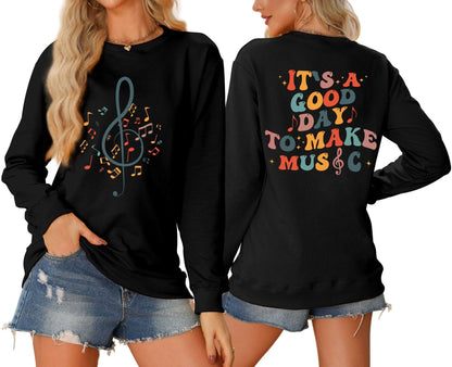 Damen Sweatshirt Musik Motiv Weiß