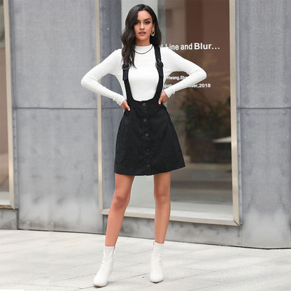 Damen Trägerrock mit Knöpfen und eleganten Details