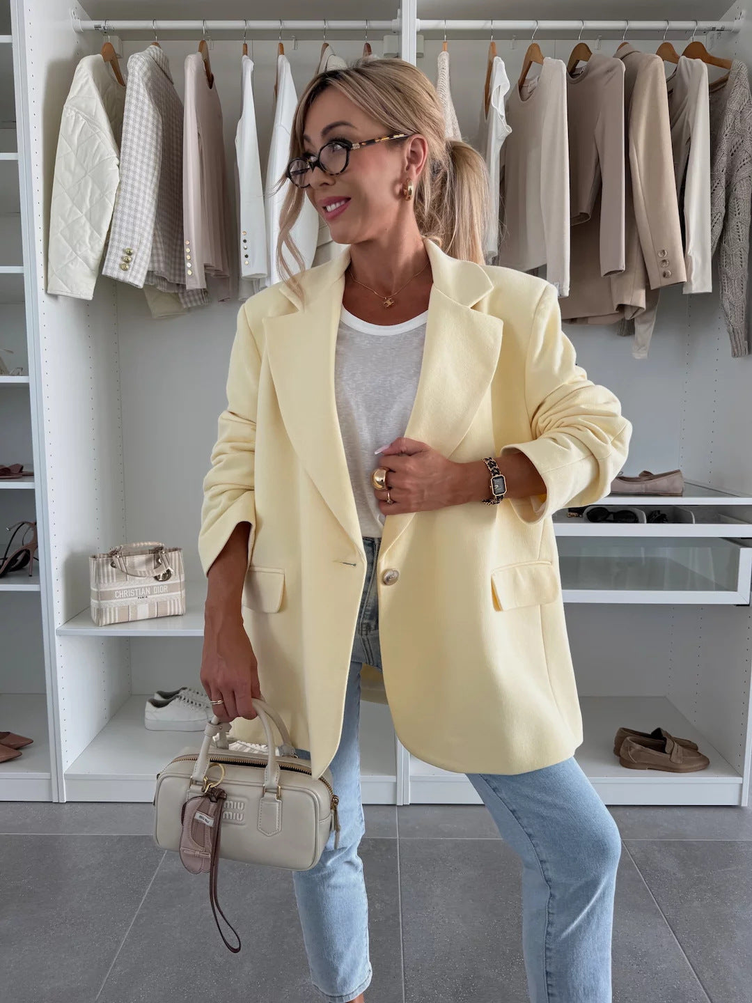 Damen Oversized Blazer mit Taschen und modischem Schnitt