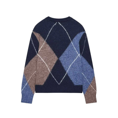 Damen Grobstrickpullover Rautenmuster Norvielle