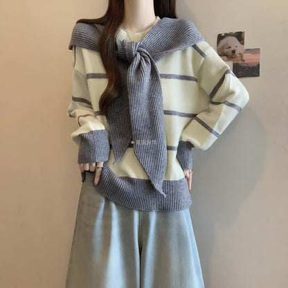 Damen Pullover Lässig Bindegürtel Norvielle