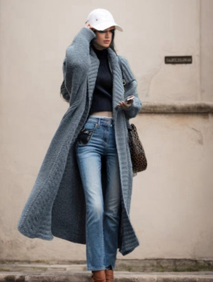Damen Grobstrickmantel Weite Ärmel Modern Norvielle