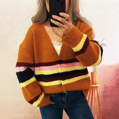 Damen Strickjacke Kuschel Norvielle Streifen