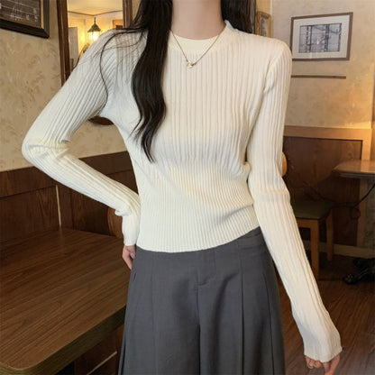 Damen Rippstrickpullover Verlängerte Ärmel Fein Norvielle