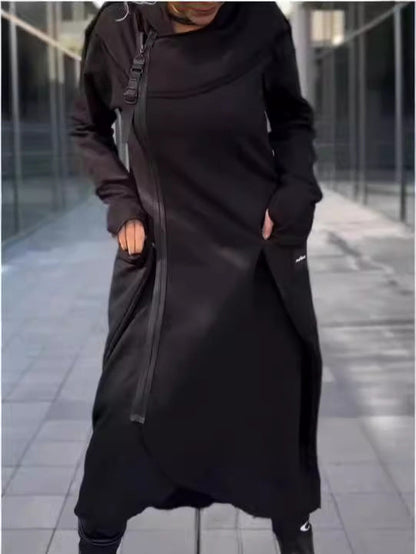 Damen Kapuzenmantel Asymmetrisch Mit Taschen Norvielle