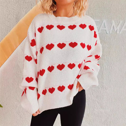 Damen Pullover Romantisches Herzmuster Weich Norvielle - Norvielle