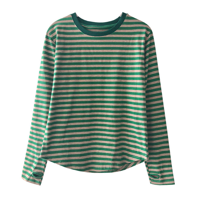 Damen Langarmshirt Streifenmuster Weites Oberteil Norvielle