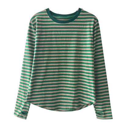 Damen Langarmshirt Streifenmuster Weites Oberteil Norvielle