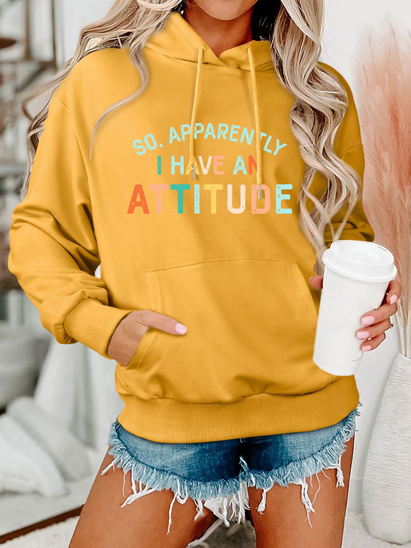 Damen Kapuzenpullover Lässig Mit Schriftzug Norvielle