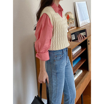 Damen Strickpullover Ohne Ärmel