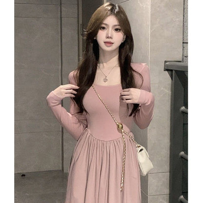 Damen Midi-Kleid Langärmlig mit Puffärmeln Norvielle