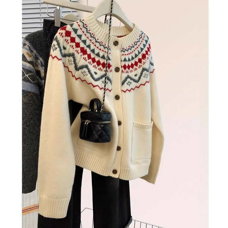 Damen Strickjacke traditionelles Muster Norvielle - Norvielle