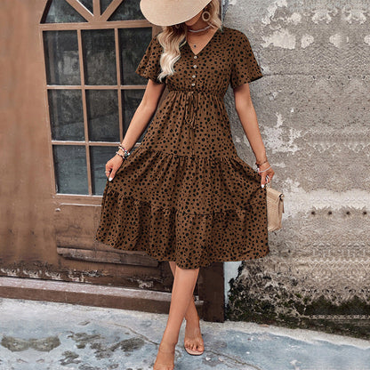 Damen Midi-Kleid Voluminöser Rock Eleganter Gürtel Norvielle