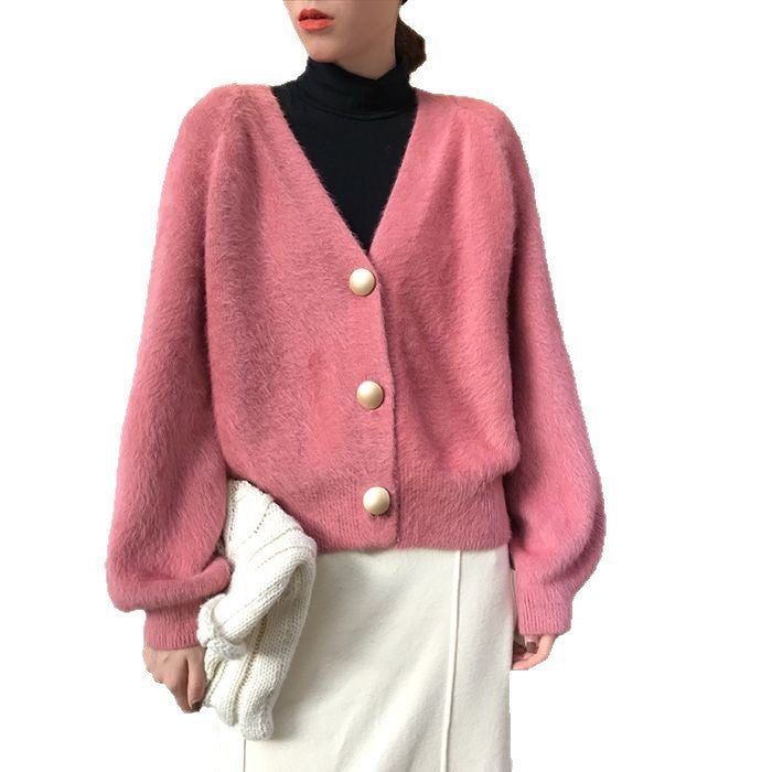 Damen Strickjacke Kuschelig Große Knöpfe Norvielle
