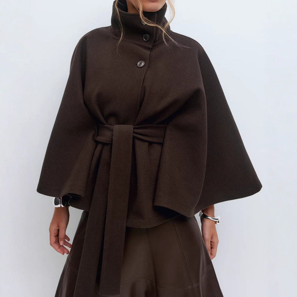 Damen Wickeljacke Norvielle Stehkragen Weit Ärmel