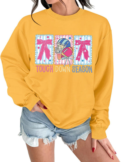Damen Sweatshirt Football Motiv Lässig Grün