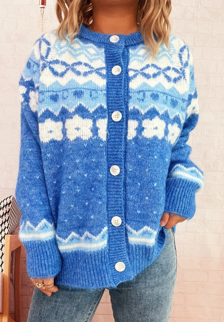 Damen Strickjacke Norweger-Muster Kuschelig Norvielle
