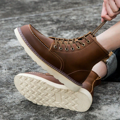 Herren Schnür-Boots dickes Sohle gepolstert schwarz
