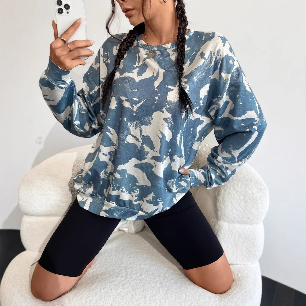 Damen Sweatshirt Camouflage Muster Übergroß Norvielle