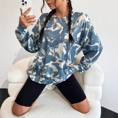 Damen Sweatshirt Camouflage Muster Übergroß Norvielle