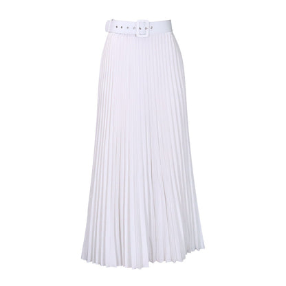 Damen Maxi-Rock Plissee mit Gürtel Norvielle