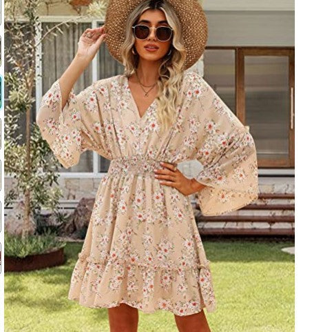Damen Freizeitkleid Floralmuster Leicht Norvielle