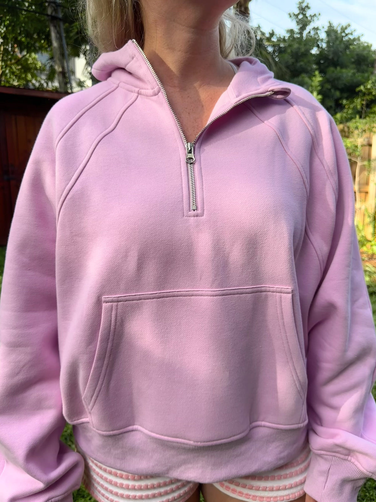 Damen Kapuzenpullover Halbzipper Kängurutasche Norvielle