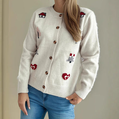 Damen Strickjacke Bunt Knöpfe Norvielle