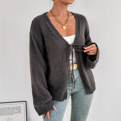 Damen Strickjacke mit Bindegürtel Norvielle