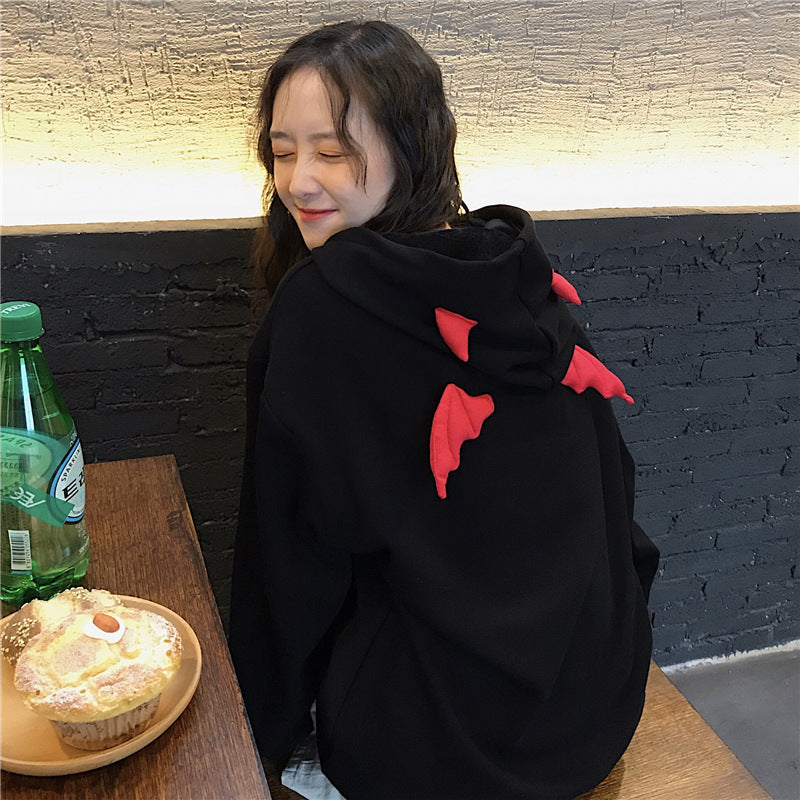 Damen Hoodie Übergroß Flügelapplikationen Norvielle