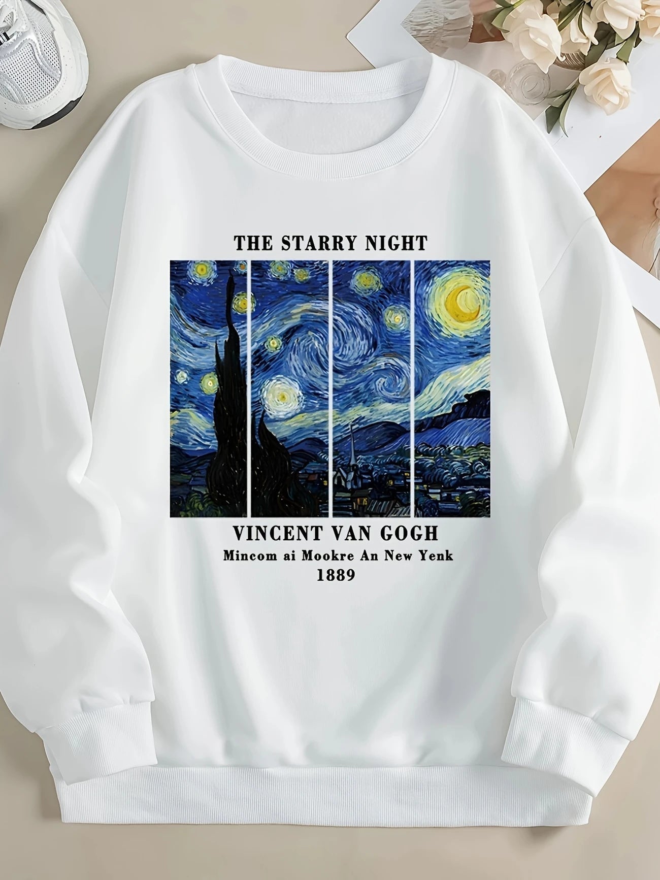 Damen Sweatshirt Van Gogh Motiv Baumwolle Modern
