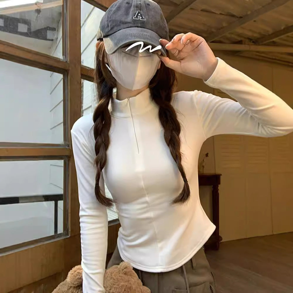 Damen Langärmliges Oberteil Moderner Kragen Slim Fit - Norvielle