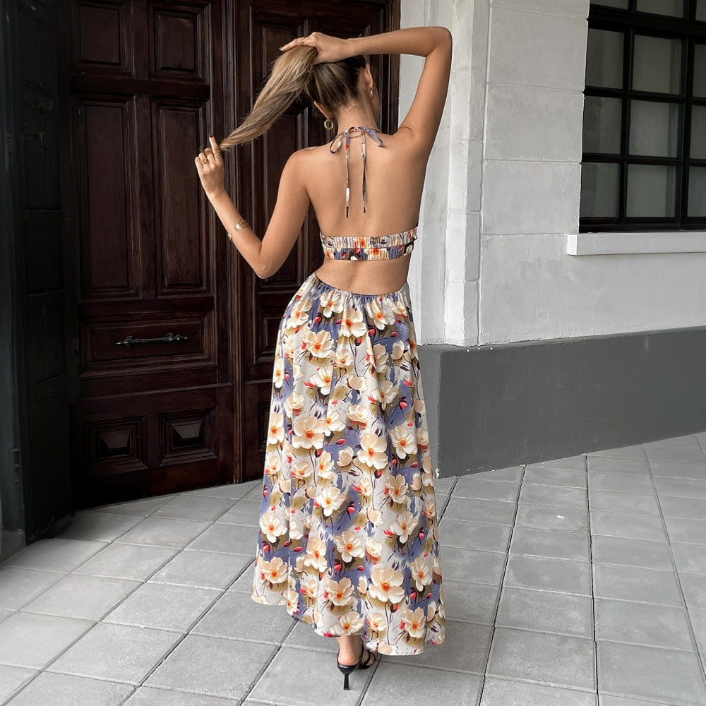 Damen Maxikleid Trägerlos Floralmuster Norvielle