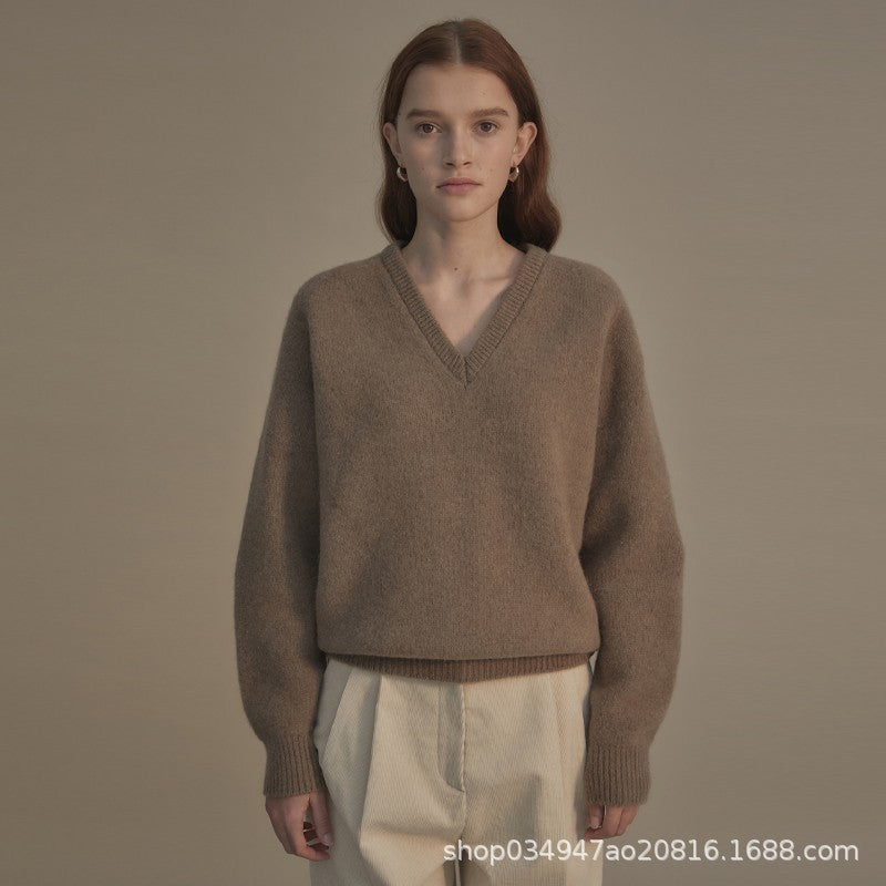 Damen Pullover V-Ausschnitt Weiches Strick Norvielle - Norvielle