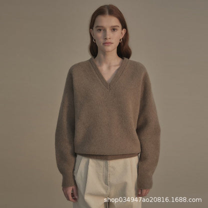 Damen Pullover V-Ausschnitt Weiches Strick Norvielle - Norvielle