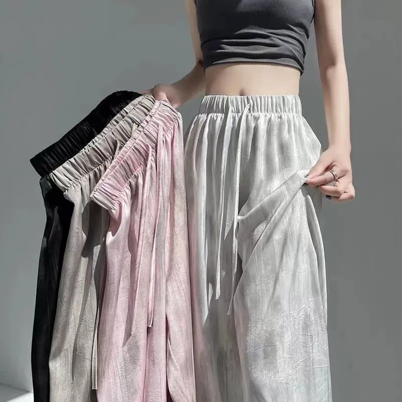 Damen Palazzo-Hose Leicht Atmungsaktiv Elastischer Bund Schwarz - Norvielle