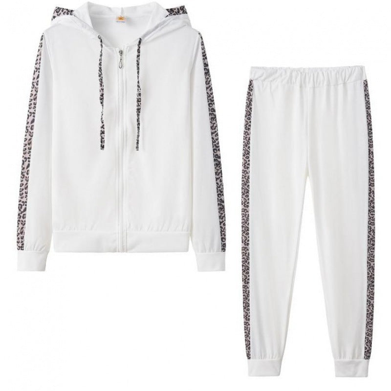 Damen Sportanzug Leopardenmuster Stretch