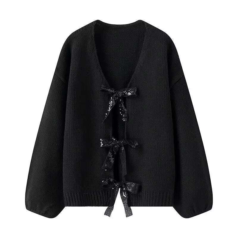 Damen Strickcardigan mit Schleifen Norvielle